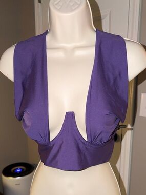 SHEIN Purple Deep V Crop Top